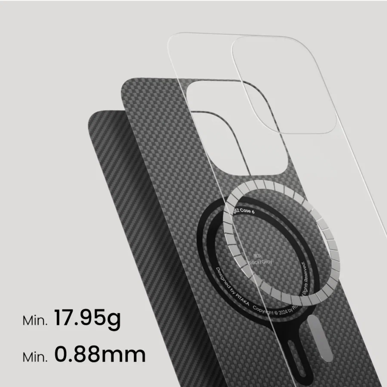 Чехол PITAKKA для iPhone 16 Pro Max Ultra-Slim Case Black/Grey , картинка 8