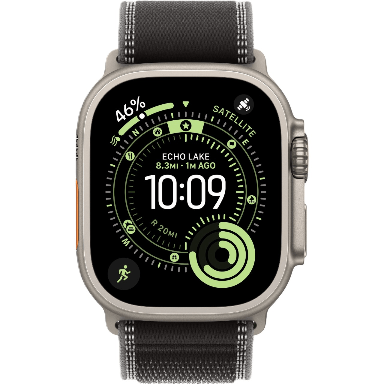 Apple Watch Ultra 3 GPS, 49 мм, натуральный титан, ремешок Trail Loop цвета «Black/Charcoal», картинка 2