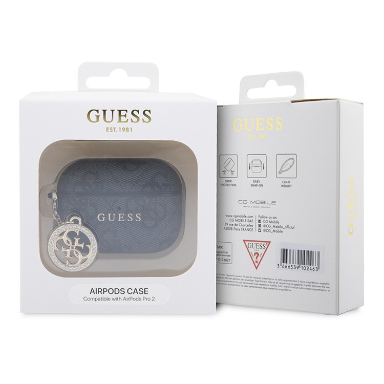 Чехол для AirPods Pro 2 GUESS Classic metal logo and Diamond charm Black , картинка 4