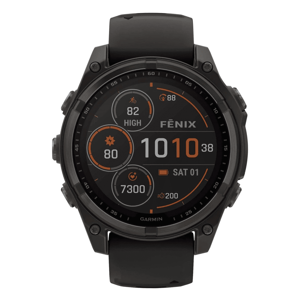Умные часы Garmin Fenix 8 51mm Solar Sapphire Carbon Gray Titanium Black/Pebble Gray Silicone Band, картинка 2