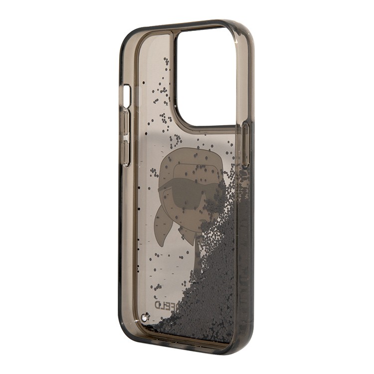 Чехол для iPhone 15 Pro KARL LAGERFELD Liquid Glitter NFT Karl Head Hard Black, картинка 4