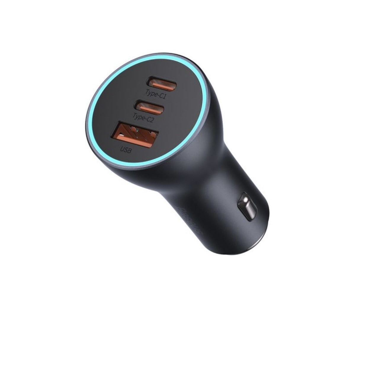 Автомобильное ЗУ Baseus Dual Quick Charger USB+Type-C 65W Gray/Blue, картинка 2