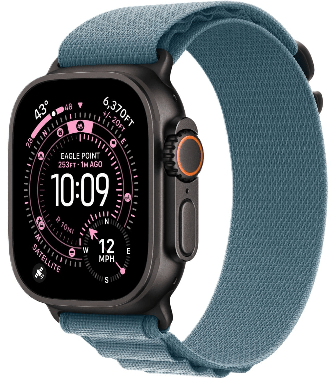 Apple Watch Ultra 3 GPS, 49 мм, черный титан, ремешок Alpine Loop цвета «Light Blue»