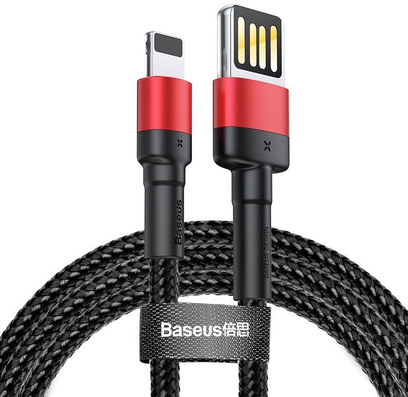 Кабель BASEUS Cafule (Special Edition) Lightning Cable 2.4A 1.0m - Black/Red, картинка 1