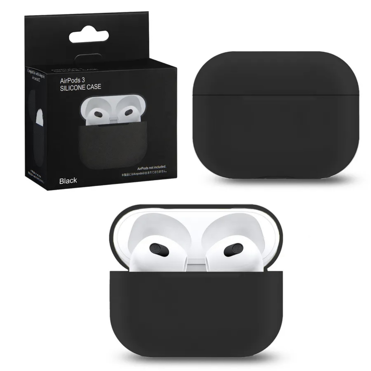 Чехол для AirPods 3 Silicone Case Slim черный, картинка 2