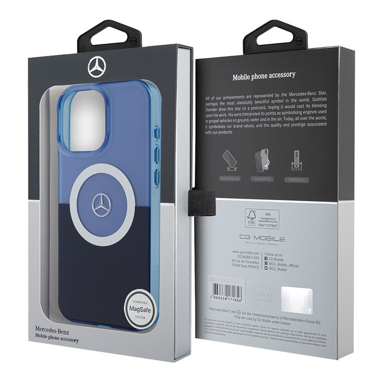 Чехол для iPhone 16 Pro Max MERCEDES Double layer Bicolor Hard Purple/Blue MagSafe, картинка 5