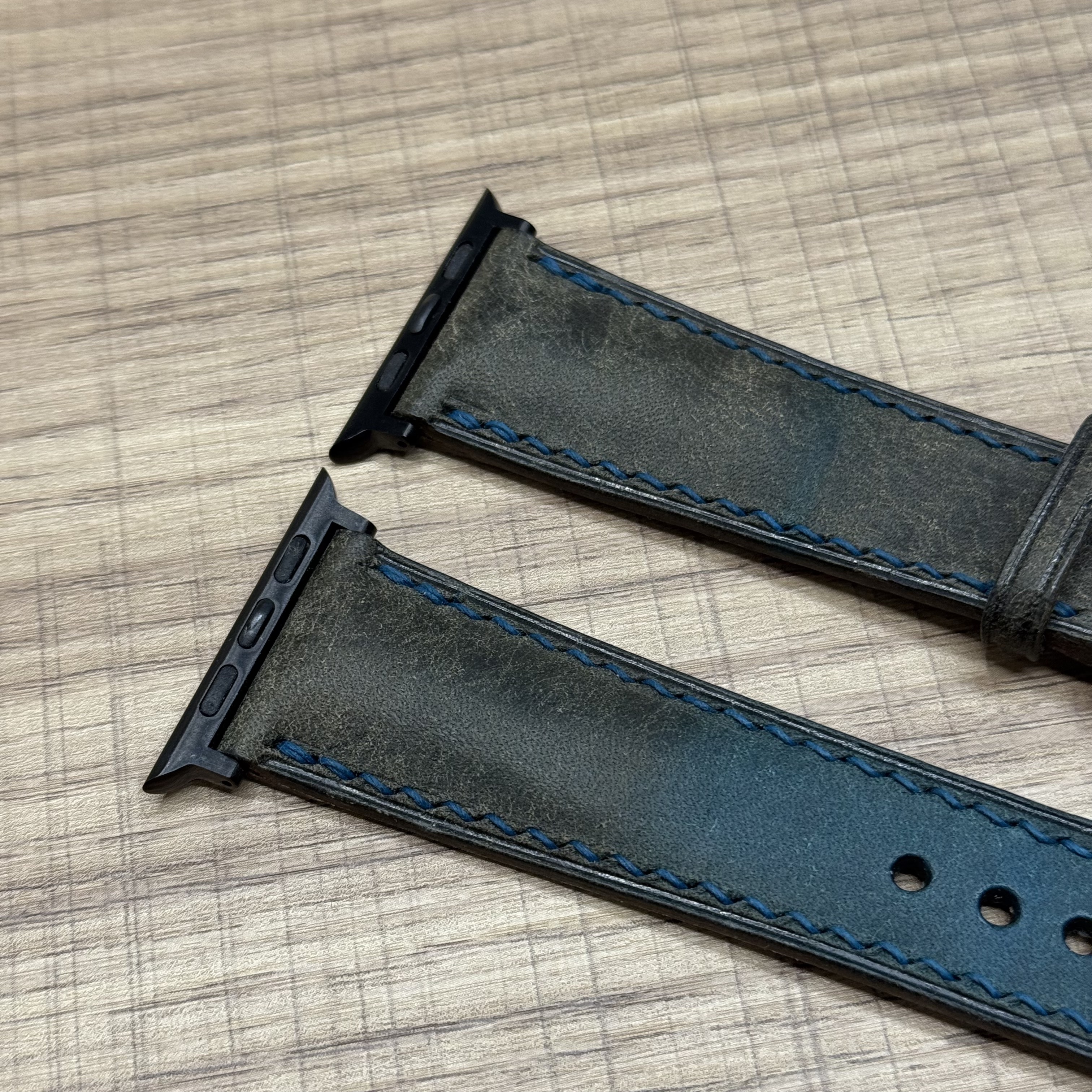 Ремешок для Apple Watch кожаный ручной работы 42/44/45/46/49mm Темно-синий , картинка 3