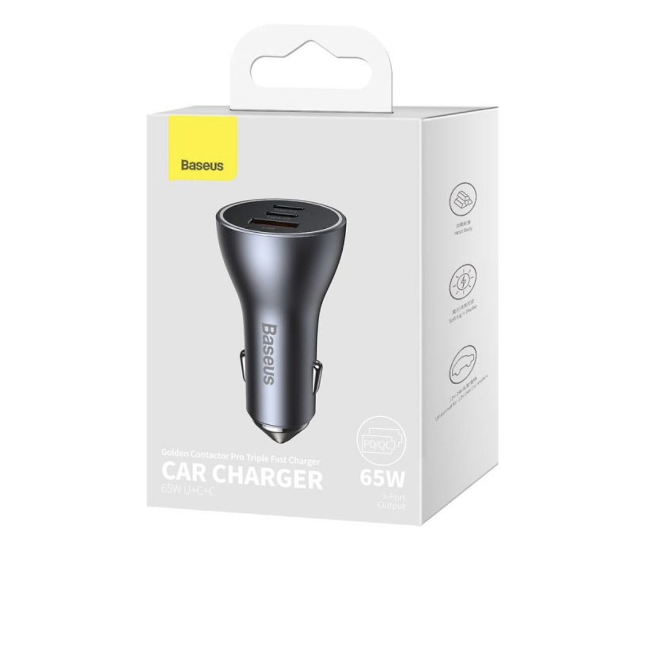 Автомобильное ЗУ Baseus Dual Quick Charger USB+Type-C 65W Gray/Blue, картинка 10