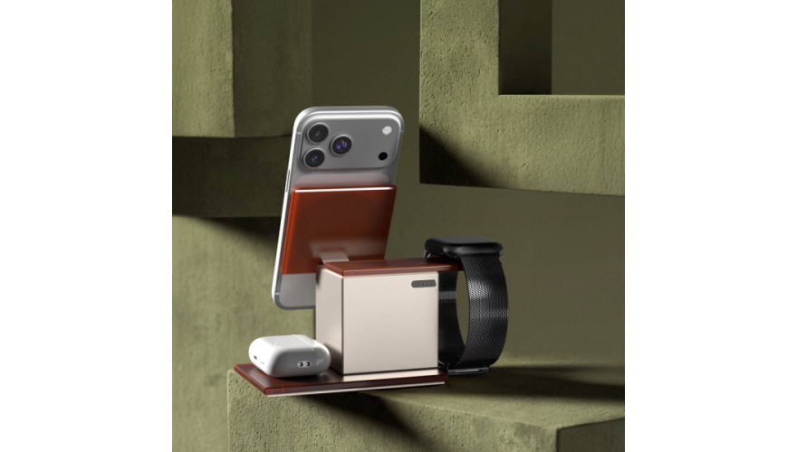 Беспроводное зарядное устройство "vIp" NEO комплект, Apple Watch, amber gray, картинка 4