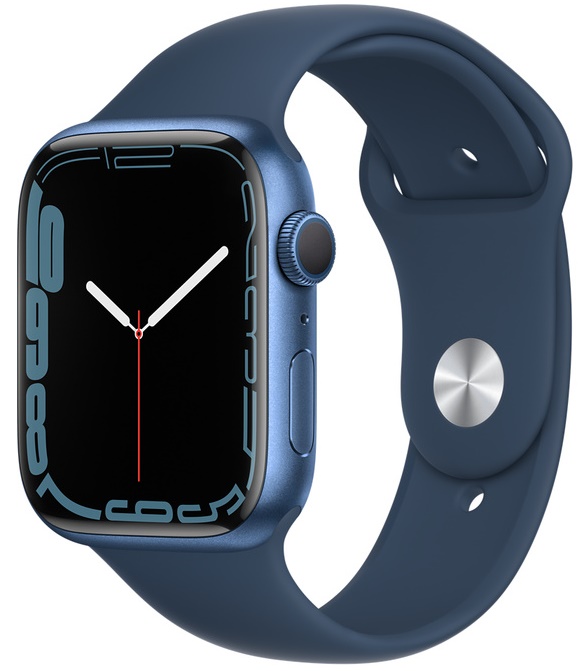 Часы Apple Watch Series 7 GPS 45mm Blue Aluminum Case with Blue Sport Band (MKN83RU/A) 