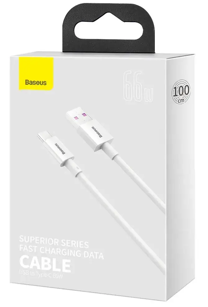 Кабель BASEUS Superior USB to Type-C 66W 1.0m Catys-02 White, картинка 1