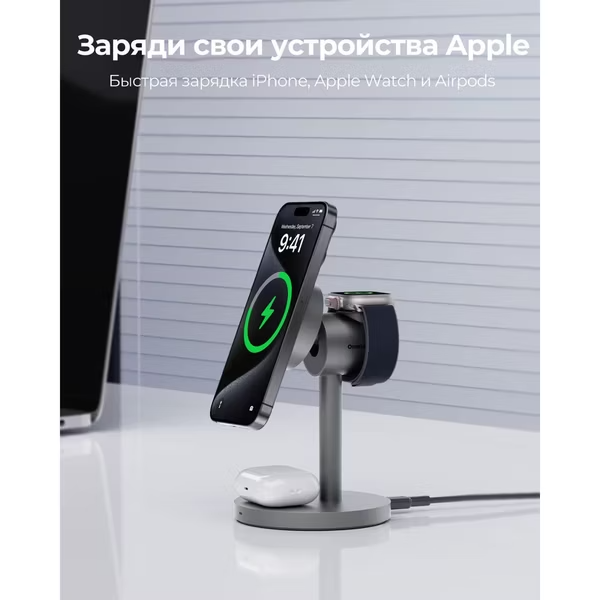 Беспроводная зарядка AUKEY Qi Wireless Charging Pad - Black, картинка 10