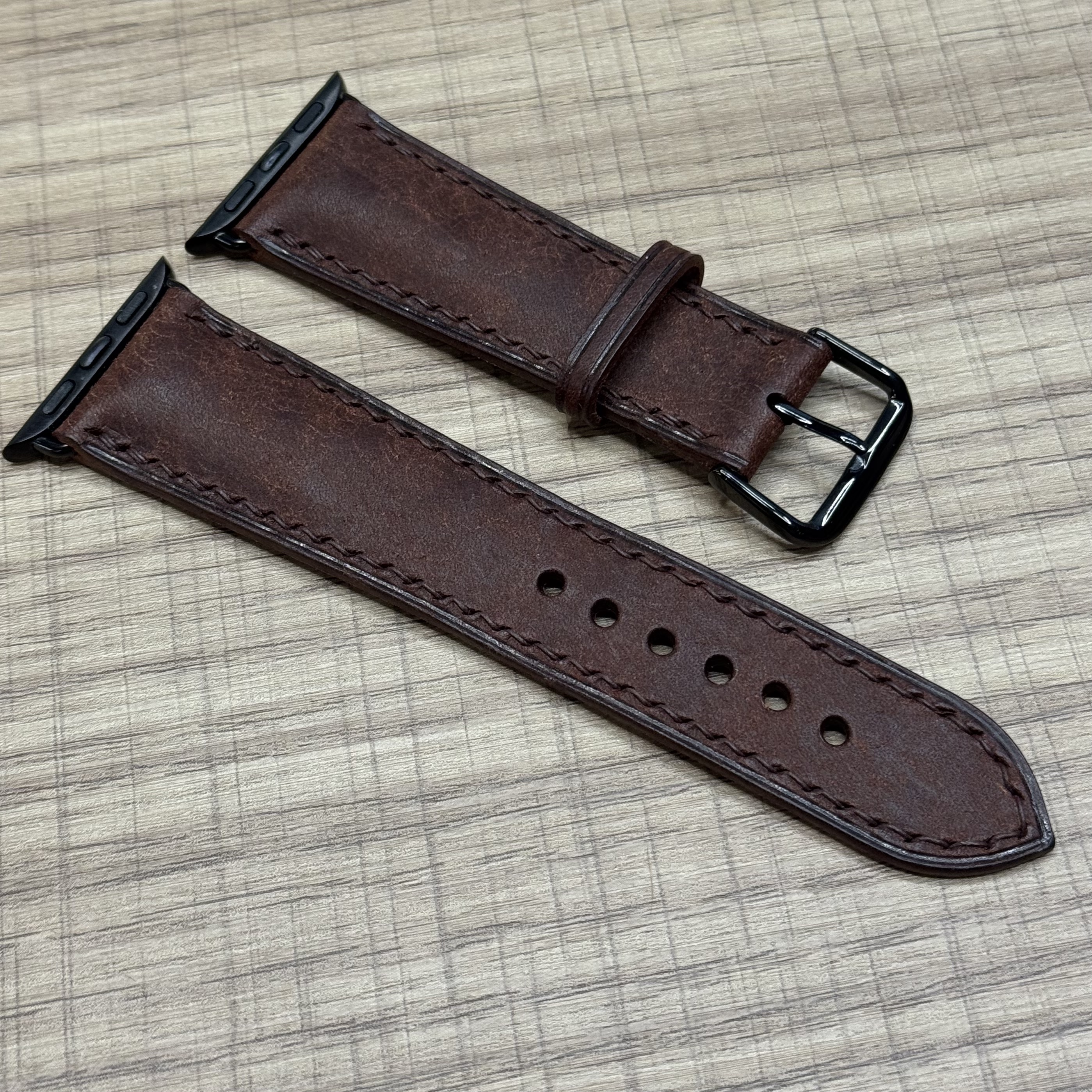 Ремешок для Apple Watch кожаный ручной работы 42/44/45/46/49mm Коричневый, картинка 3
