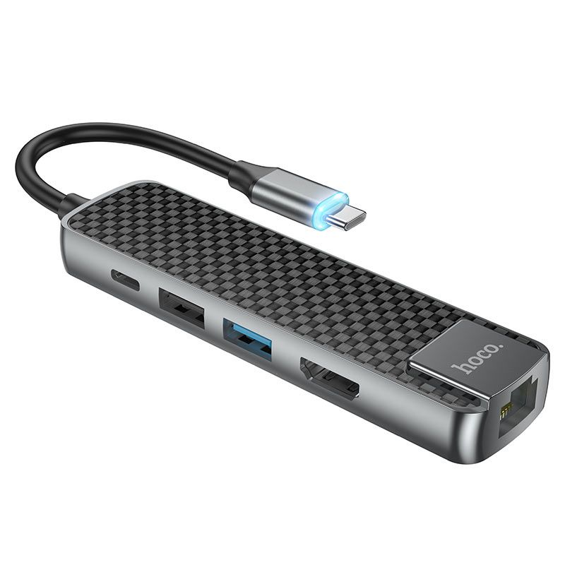 Хаб hoco HB23 5 in 1 USB-C 60W для MacBook Pro/Air, картинка 4