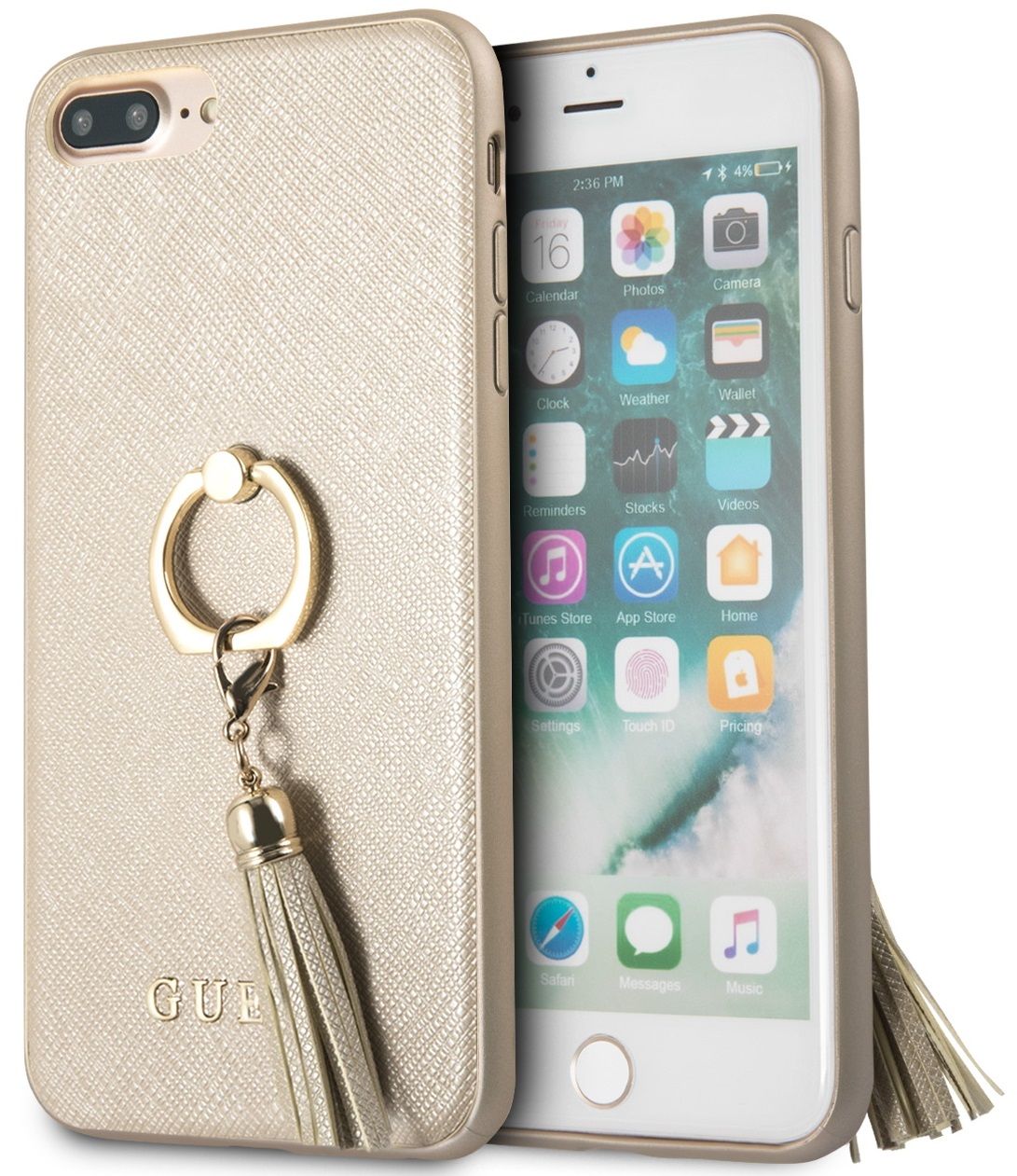 Чехол GUESS iPhone 7/8 Plus Saffiano Hard Ring Beige