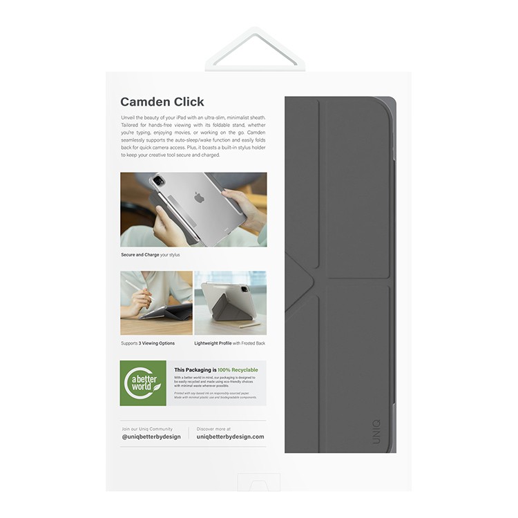 Чехол для iPad Pro 13 UNIQ Camden Click Rhino Grey, картинка 9
