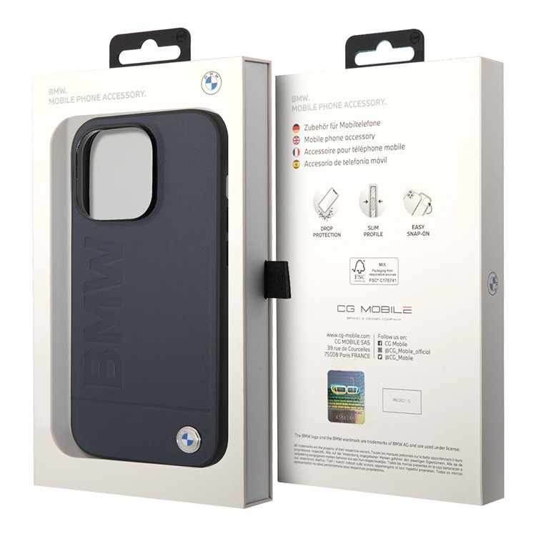Чехол для iPhone 14 Pro Max BMW Signature Leather Logo imprint Hard (MagSafe),тёмно-синий, картинка 5