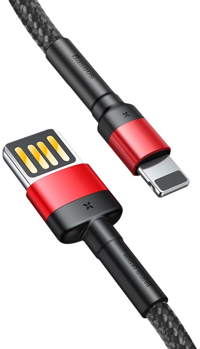 Кабель BASEUS Cafule (Special Edition) Lightning Cable 2.4A 1.0m - Black/Red, картинка 2