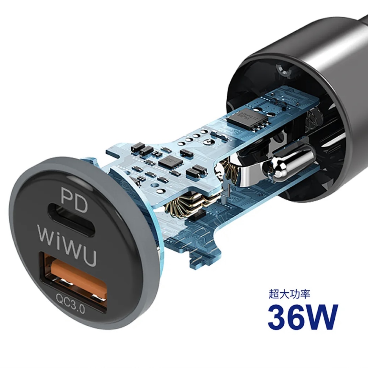 Автомобильное ЗУ WiWU PC100 Type-C PD+QC3.0 38W, картинка 4