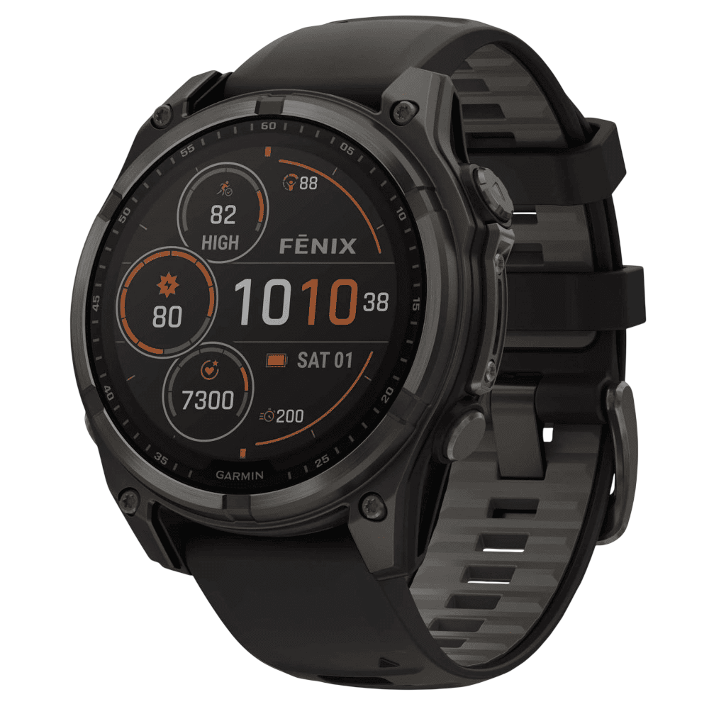 Умные часы Garmin Fenix 8 47mm Solar Sapphire Carbon Gray Titanium Black/Pebble Gray Silicone Band, картинка 1
