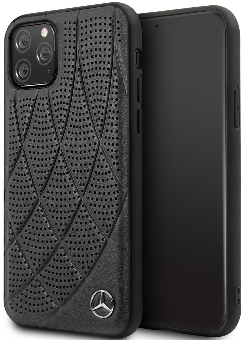 Чехол Mercedes для iPhone 11 Pro Bow Quilted/perforated Hard Leather Black, картинка 1