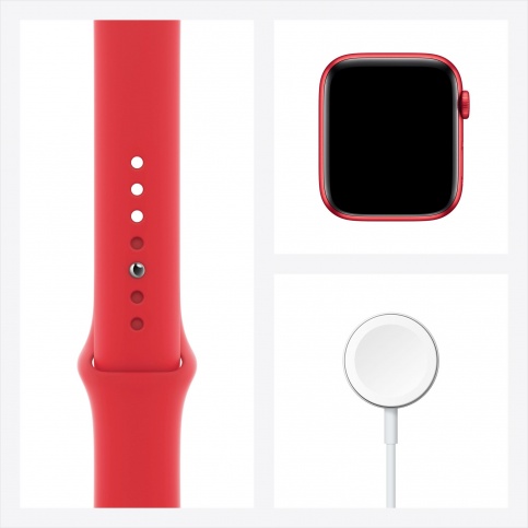 Часы Apple Watch Series 6 GPS 44mm (PRODUCT)RED Aluminum Case with RED Sport Band (M00M3RU/A), картинка 7