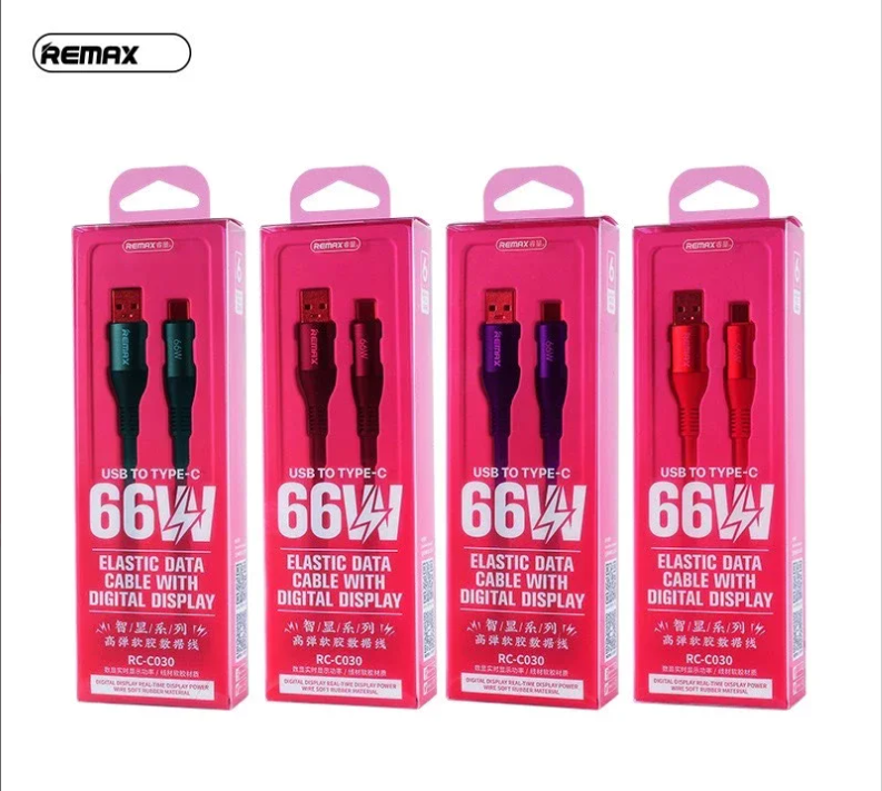 Кабель REMAX USB to Type-C 66W Elastic Data Cable with Digital Display, картинка 1