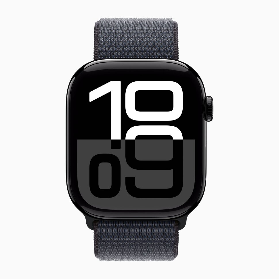 Apple Watch Series 10 GPS 42 мм, алюминий цвета «чёрный глянец», спортивный браслет цвета«Ink» , картинка 2