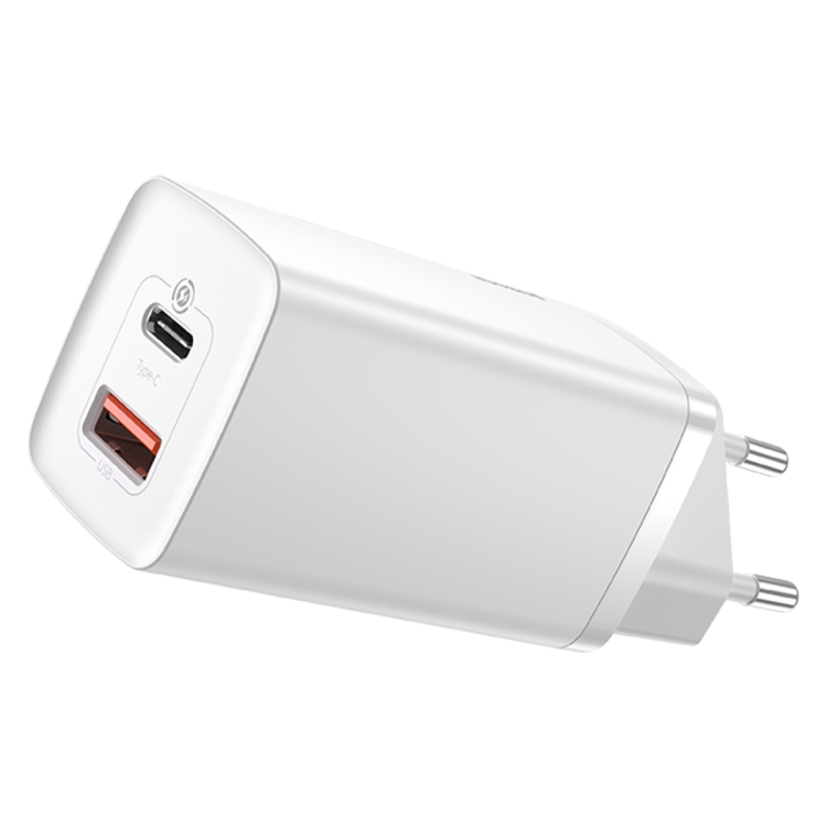 Сетевое зарядное устройство Baseus GaN2 Lite USB+Type-C 65W White, картинка 1