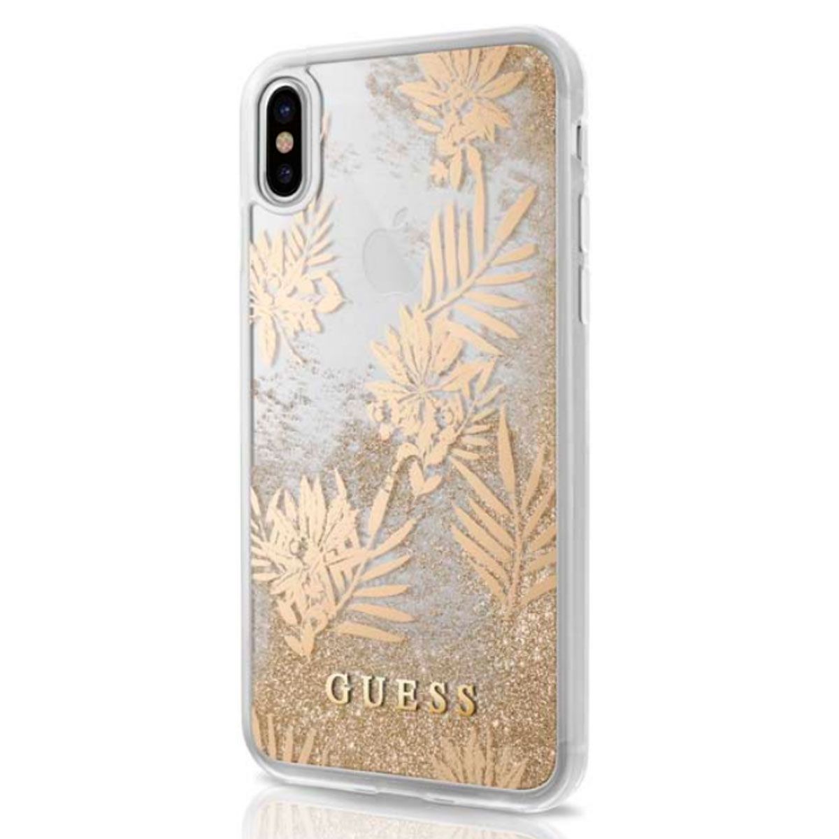 Чехол Guess iPhone X Glitter Palm Hard PC Gold