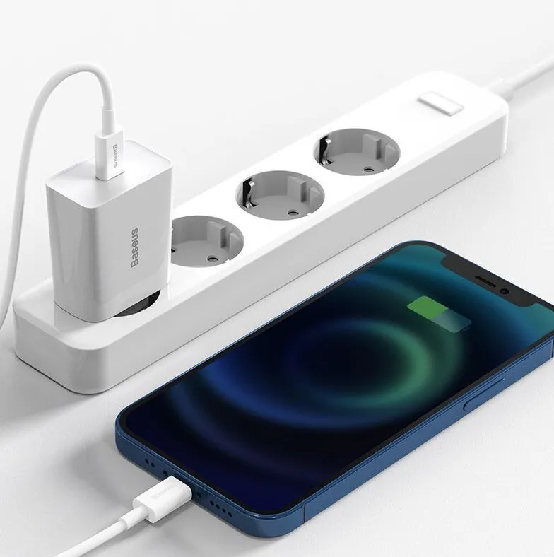 Сетевое зарядное устройство Baseus Speed Mini Quick Charger 1C 2PD20W White, картинка 3