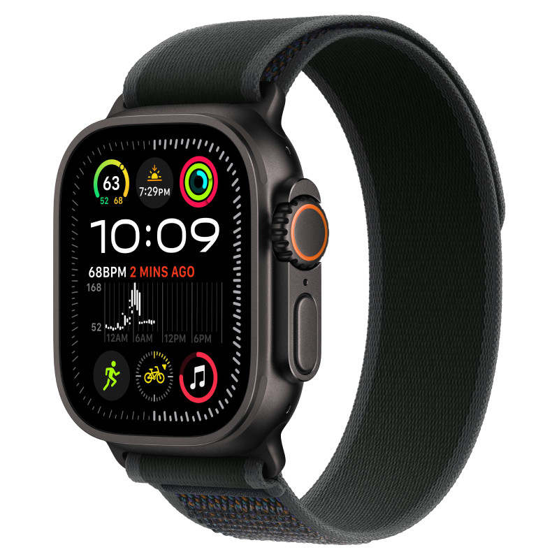 Apple Watch Ultra 2 GPS + Cellular, 49 мм, черный титан, ремешок Trail черного цвета, картинка 1