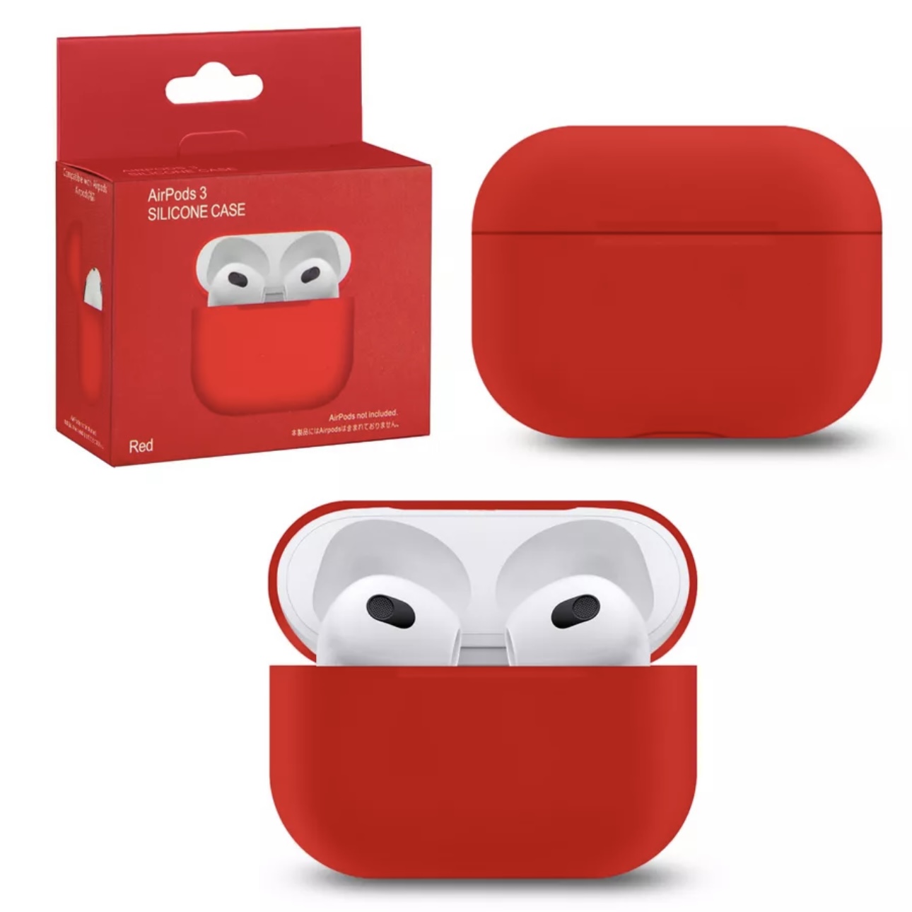 Чехол для AirPods 3 Silicone Case Slim красный, картинка 2