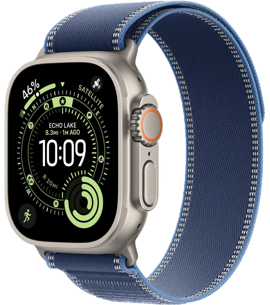 Apple Watch Ultra 3 GPS, 49 мм, натуральный титан, ремешок Trail Loop цвета «Blue/Bright Blue»