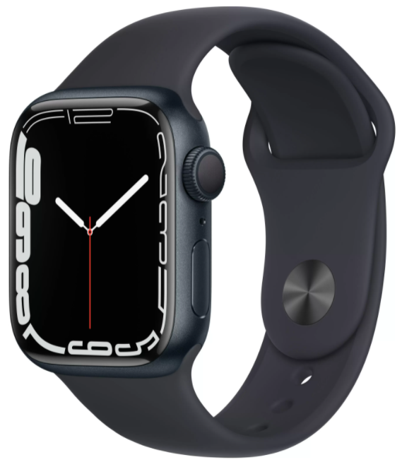 Apple Watch Series 7, 41 мм, цвета Midnight, спортивный браслет Midnight, картинка 1