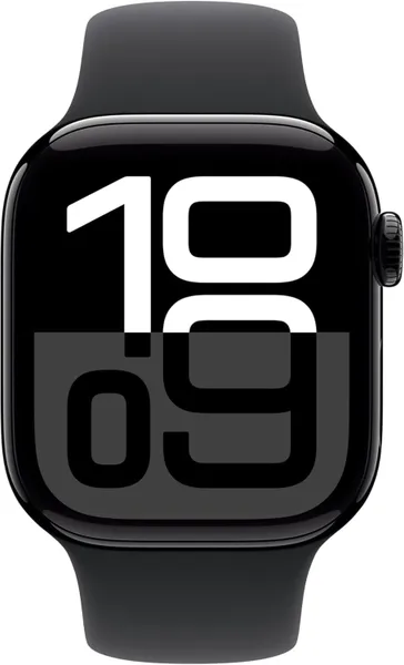 Apple Watch Series 10 GPS 42 мм, алюминий «чёрный глянец», спортивный ремешок черного цвета S/M, картинка 2