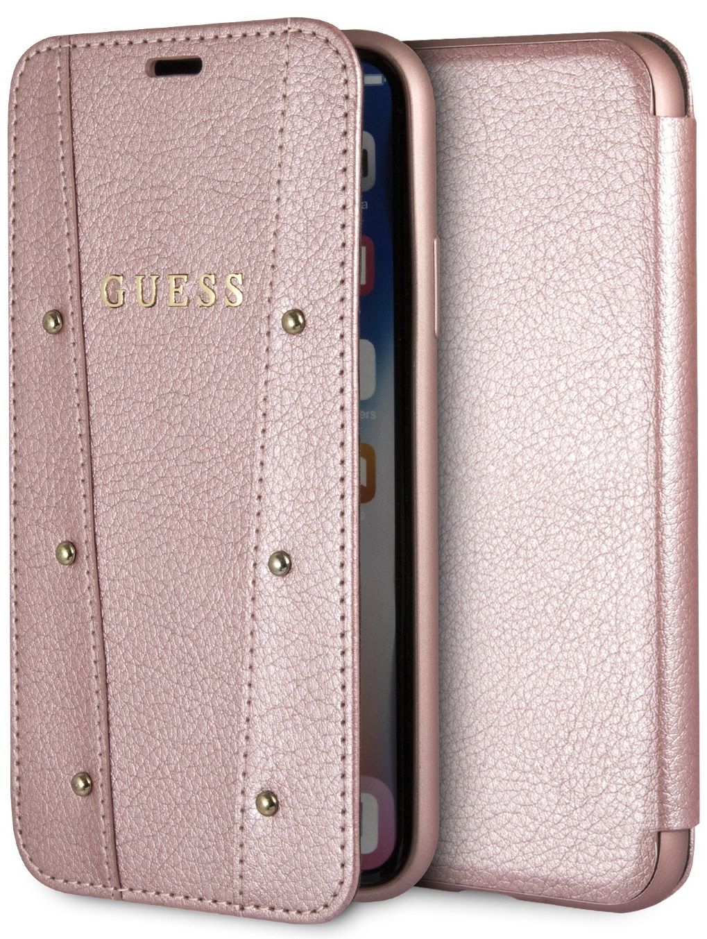 Чехол книжка GUESS iPhone X/XS KAIA collection розовое золото