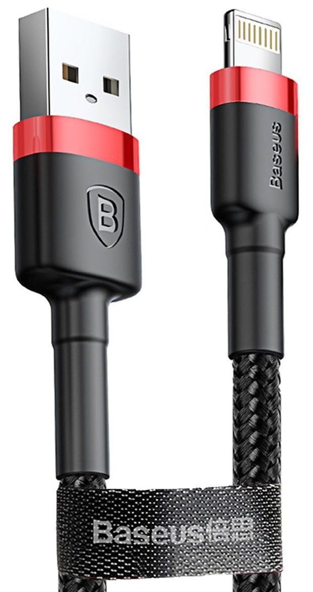 Кабель BASEUS Cafule Lightning Cable 2.4A 1.0m - Black/Red