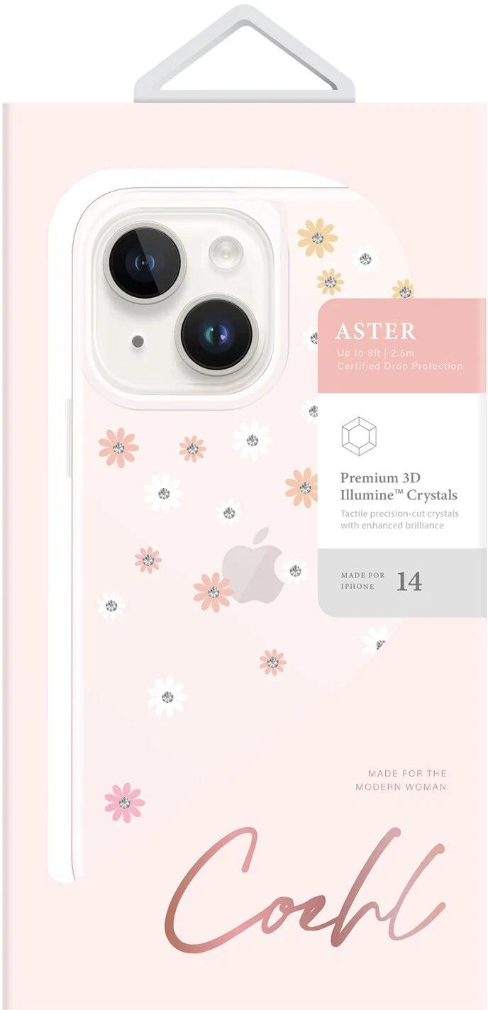 Чехол для iPhone 14 UNIQ Coehl Aster Spring Pink 3D Crystals, картинка 3