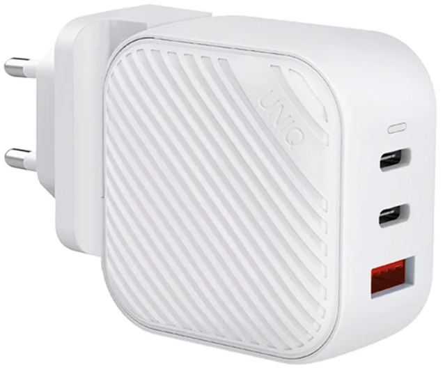 СЗУ UNIQ Verge Pro Compact Wall Charger GaN 66W USB-C + USB-A Smart IQ White, слайд 1