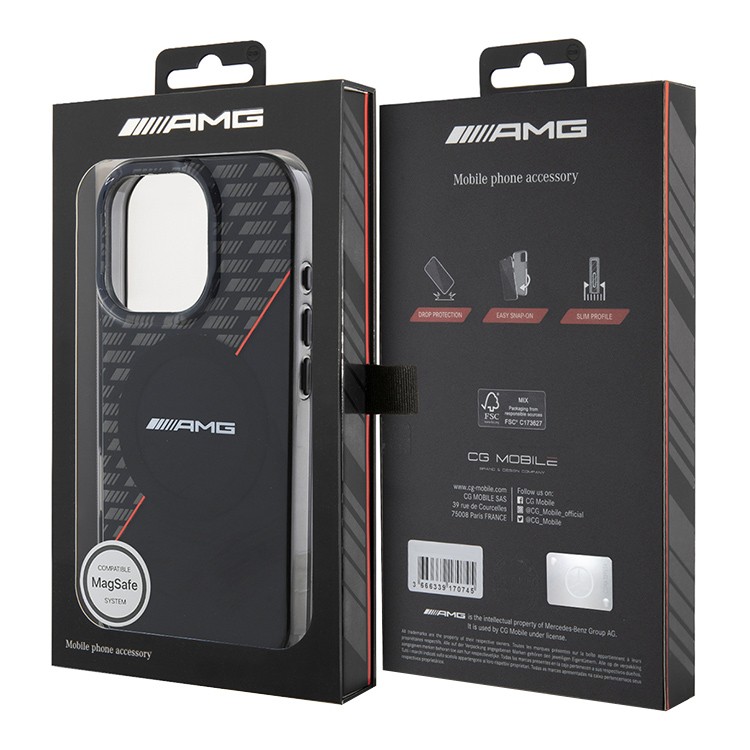 Чехол для iPhone 16 Pro Max AMG Double layer Rhombs Hard Black/Red MagSafe, картинка 5