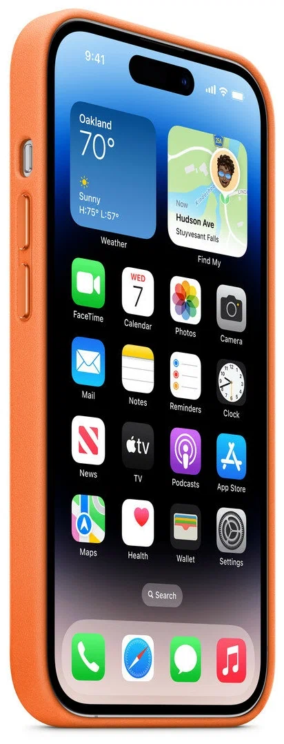 Чехол для iPhone 14 ProMax Leather Case Orange Original, картинка 2