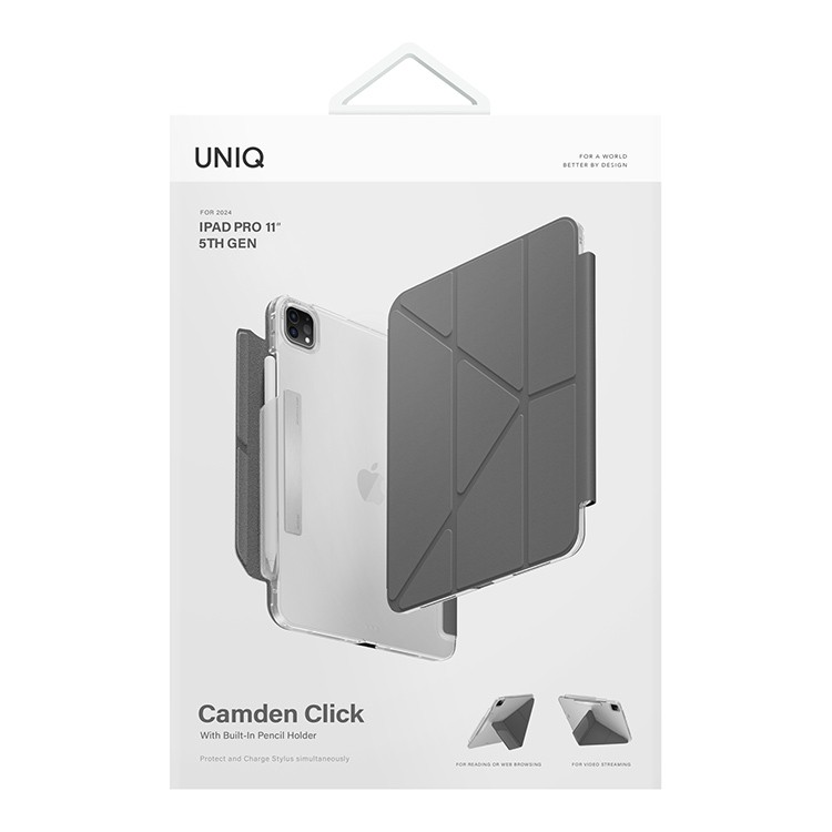 Чехол для iPad Pro 13 UNIQ Camden Click Rhino Grey, картинка 8