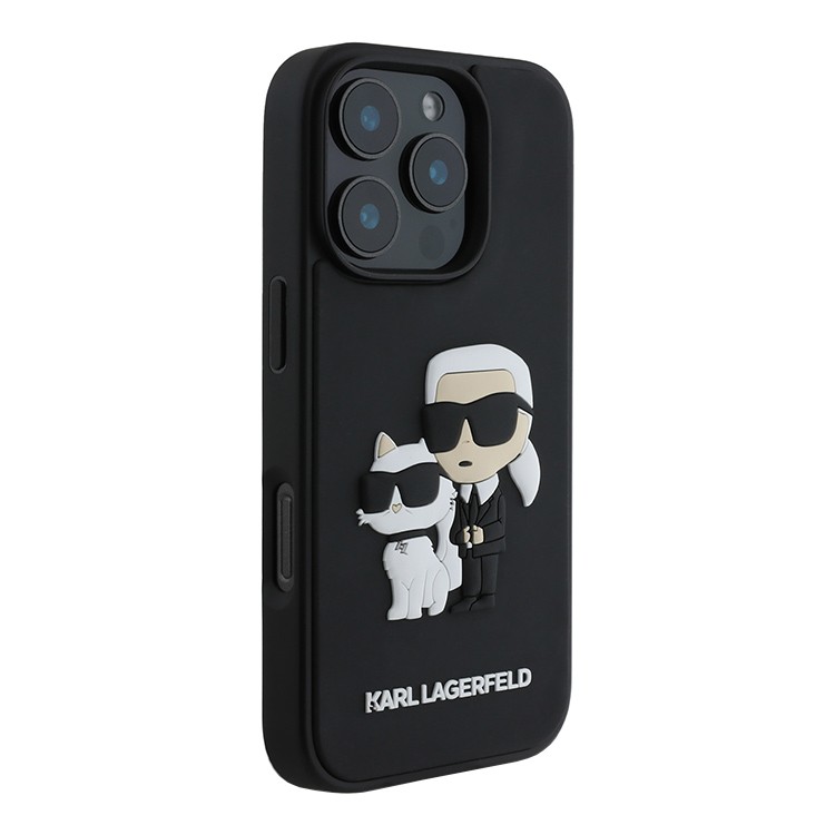 Чехол для iPhone 16 Pro Max KARL LAGERFELD PC/TPU NFT Karl & Choupette Hard Glitter Black, картинка 2