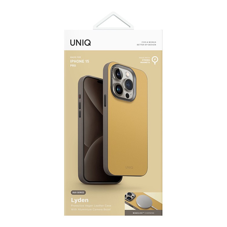 Чехол для iPhone 15 Pro Max UNIQ Lyden Canary Yellow Flint Grey, картинка 3
