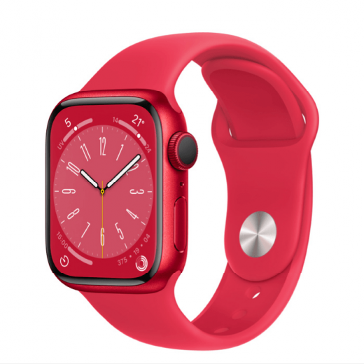Apple Watch Series 8, 41 мм, цвета Red, спортивный браслет Red, картинка 1