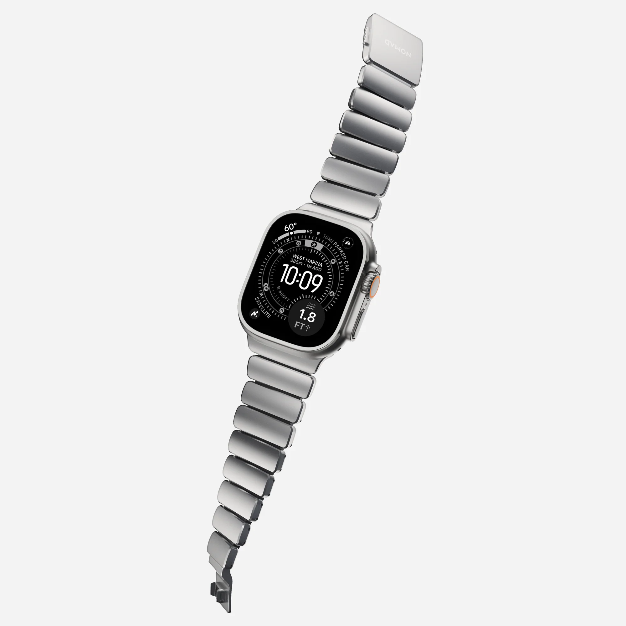 Ремешок Stratos Band Ultra Orange для Apple Watch 44/49mm Silver Metal, картинка 11