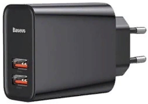 СЗУ BASEUS Speed Dual QC3.0 Quick charger USB+USB 30W (CCFS-E01) Черный, слайд 1