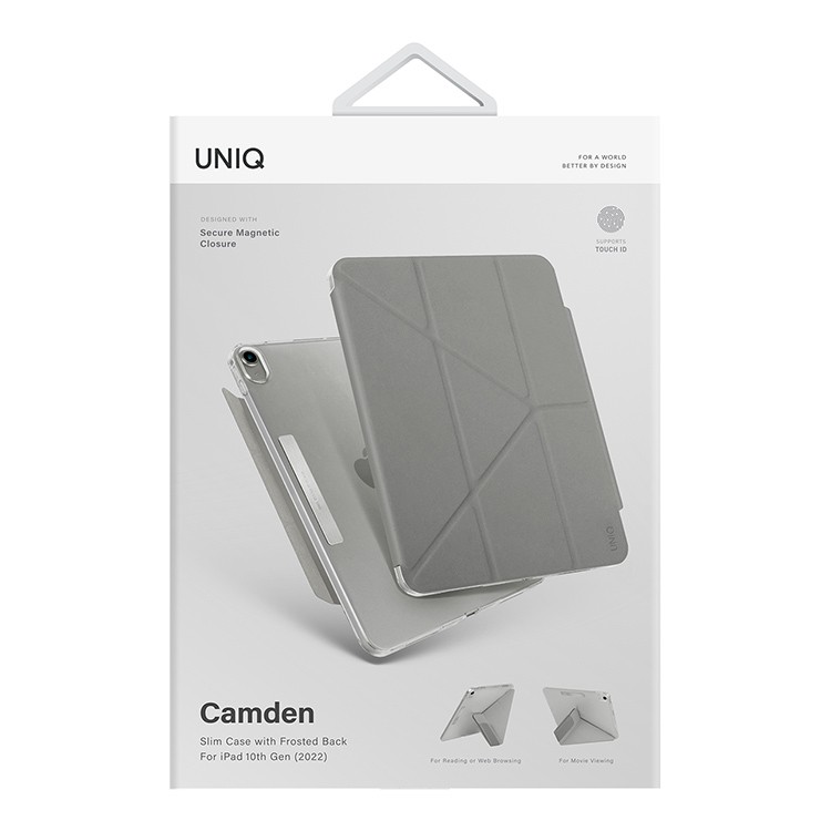 Чехол UNIQ Camden Secure Magnetic Closure для iPad 10.9 (2022), серый, картинка 5