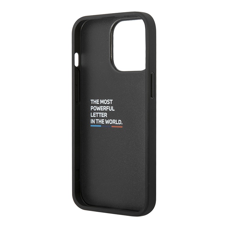 Чехол для iPhone 14 Pro BMW M-Collection PU Mesh Tricolor lines,черный, картинка 4